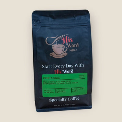 Costa Rica Tarrazú dark roast coffee bag