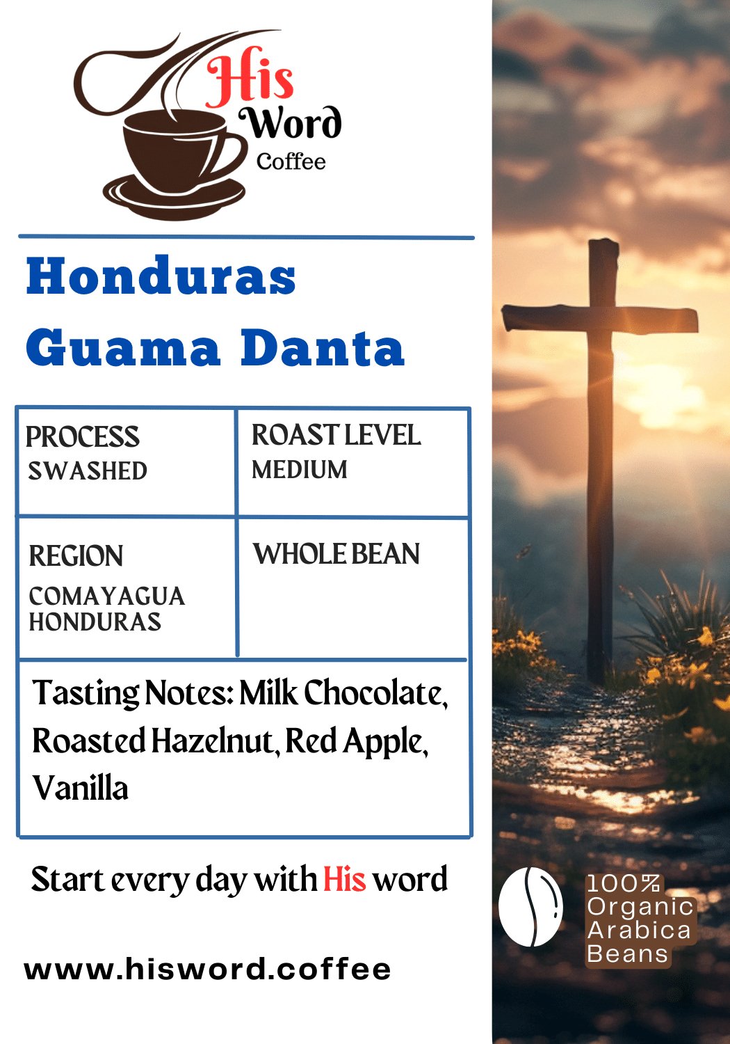 Honduras Reserva Guama Danta Coffee - Organic – His Word Coffee - His Word Coffee